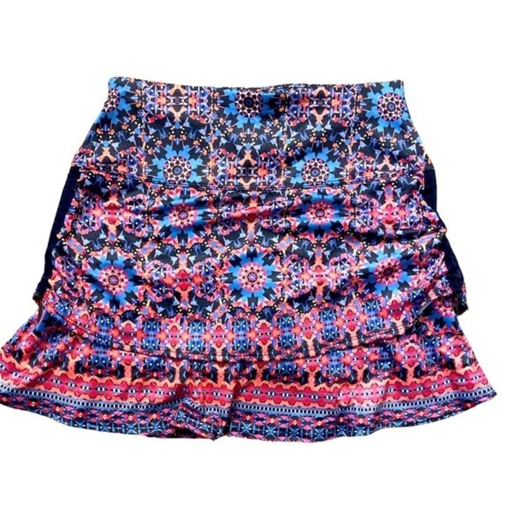 Lucky in Love Skort - XS blue multi colored , polyester spandex , NWT
